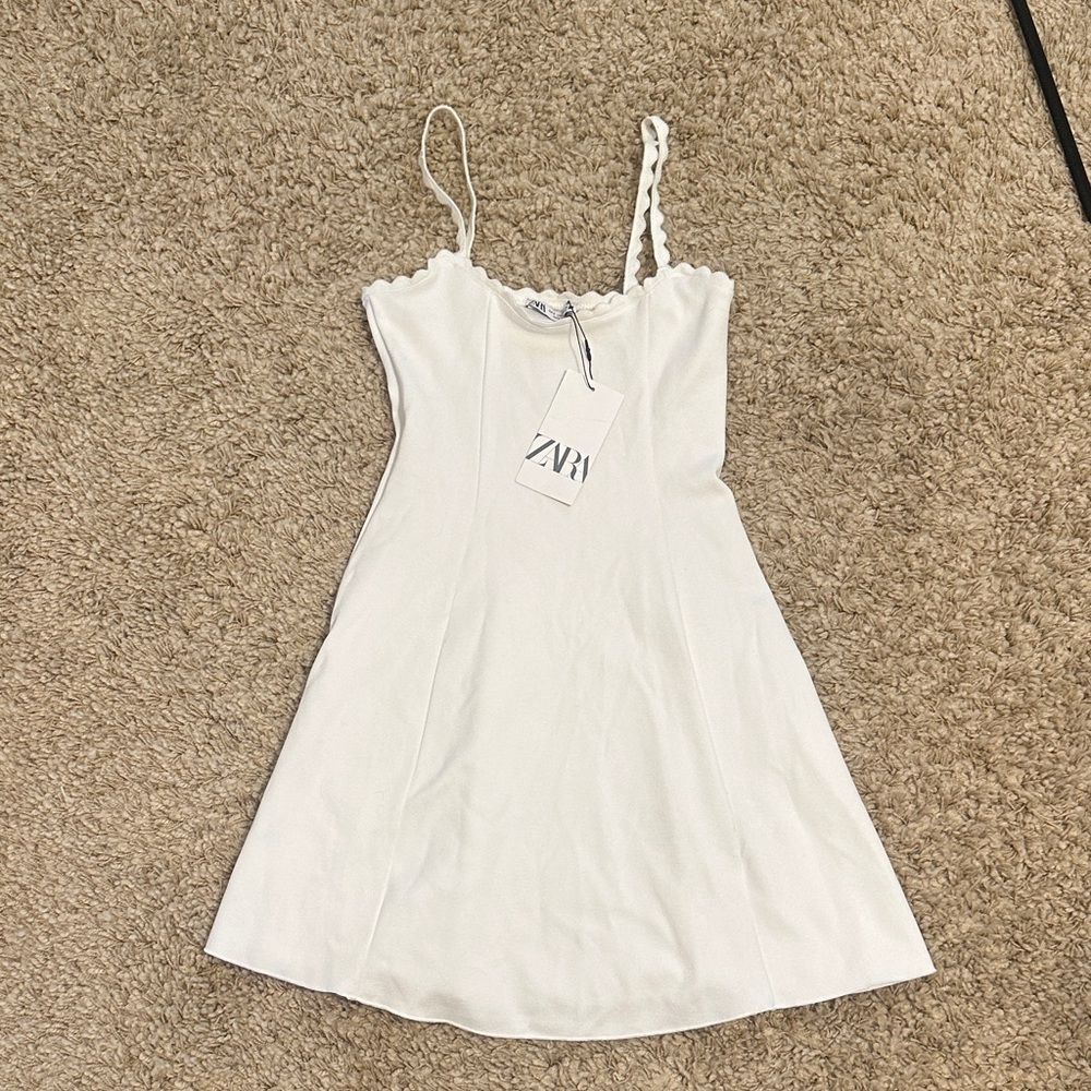 Zara Ivory Spaghetti Strap Dress